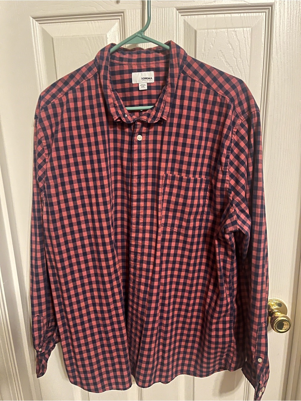 Sonoma Navy and Red Check Button-Down Shirt
